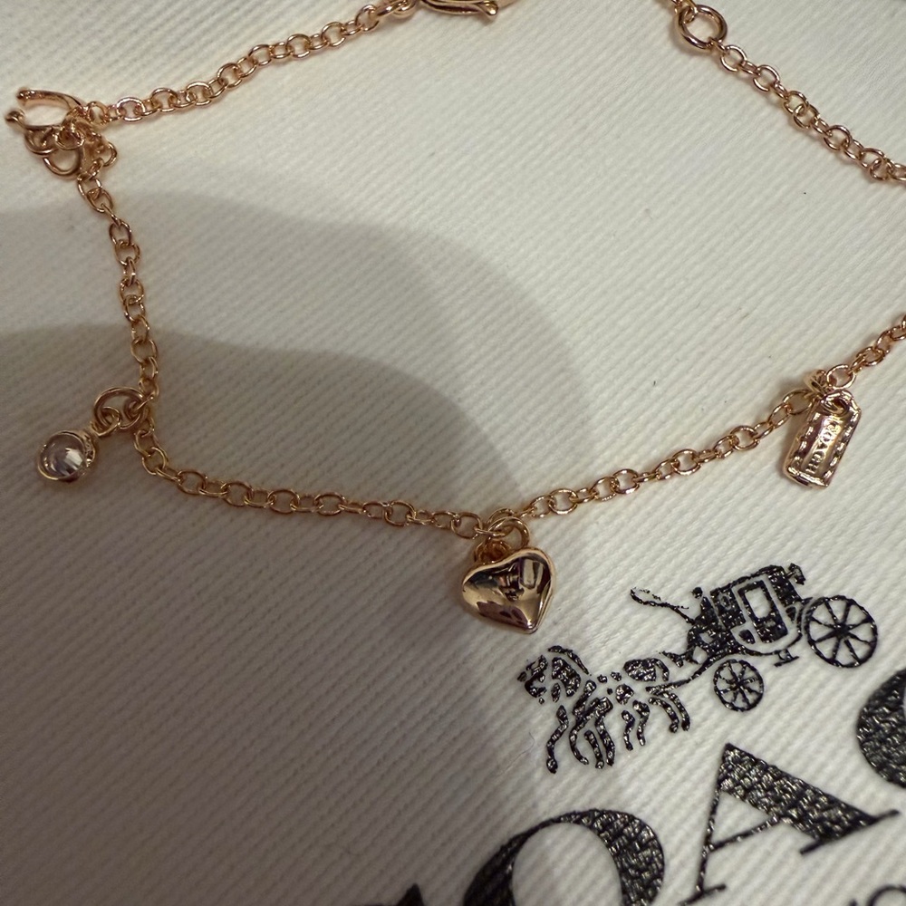 Coach Rose Gold-Tone Heart & Tag Charm Bracelet - Picture 2 of 3